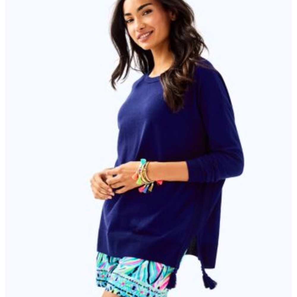 🌸 Lilly Pulitzer DAMARA SWEATER Navy Blue NWT